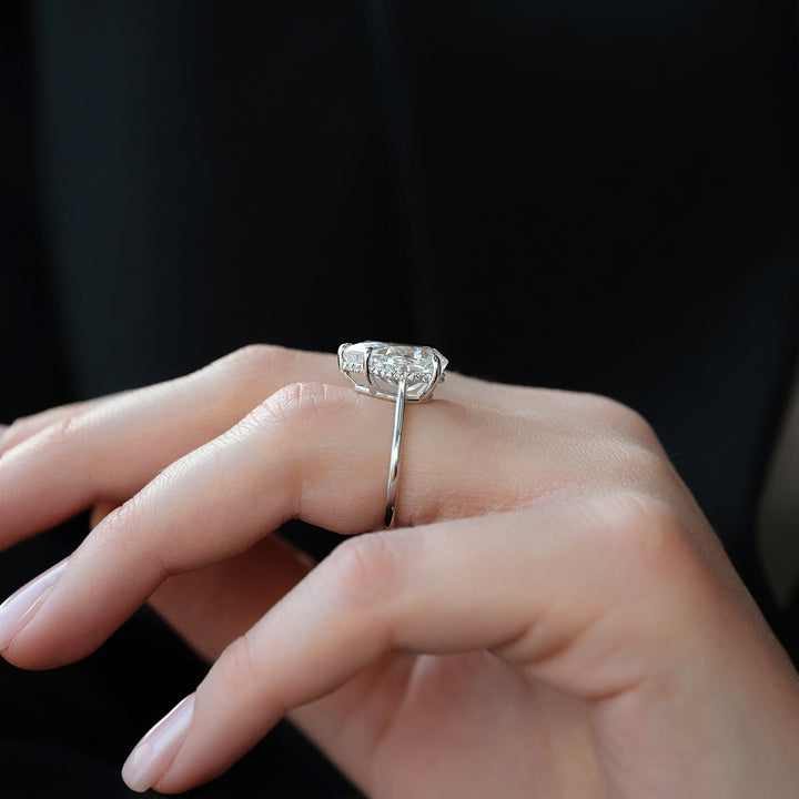 The Mabel Set With Pear Solitaire Moissanite#material_14k-white