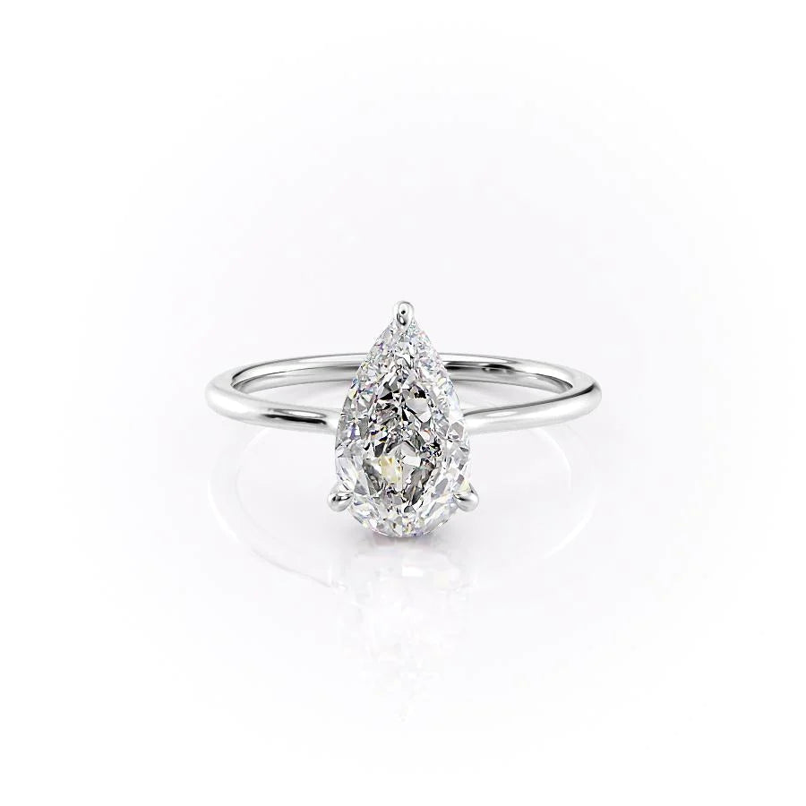 The Mabel Set With Pear Solitaire Lab Diamond 1 Carat 18K White#material_18k-white