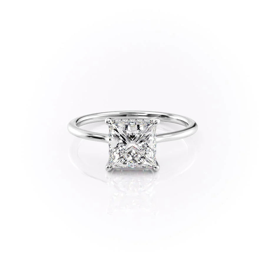 The Mabel Set With Princess Solitaire Lab Diamond 1 Carat 18K White#material_18k-white