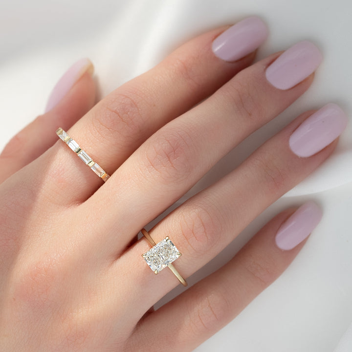 The Mabel Set With Radiant Solitaire Lab Diamond 3 Carat 14K Gold#material_14k-gold