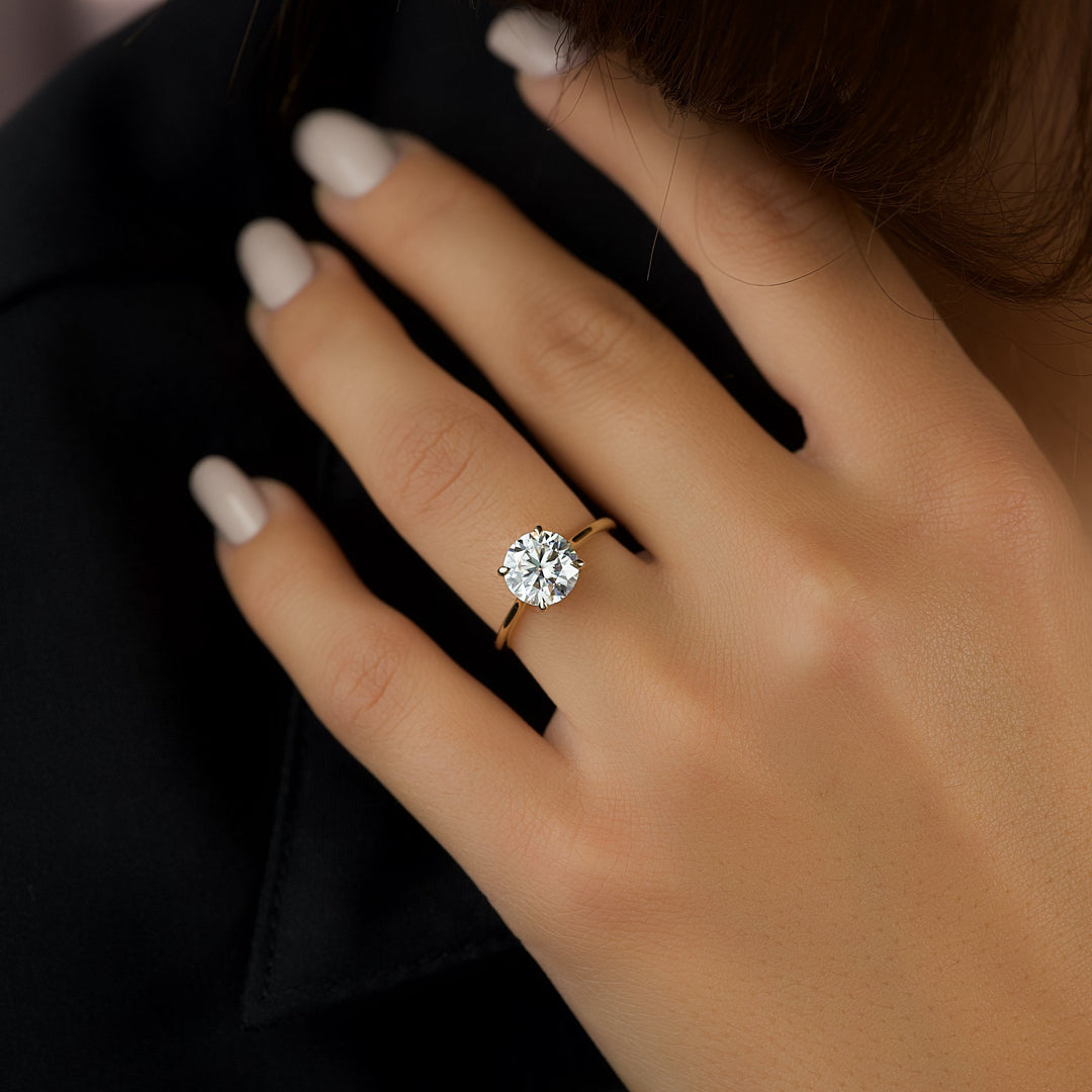 The Mabel Set With Round Solitaire Lab Diamond 3 Carat 14K Gold#material_14k-gold