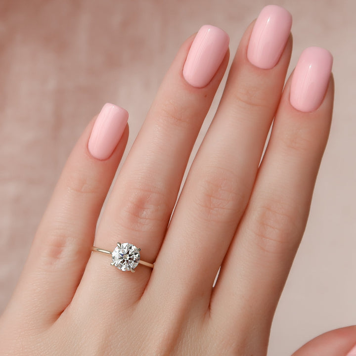 The Mabel Set With Round Solitaire Moissanite#material_14k-gold