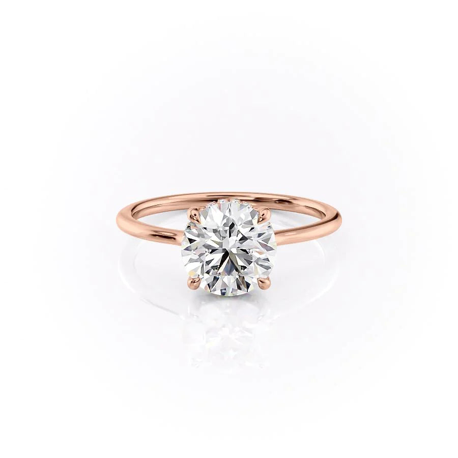 The Mabel Set With Round Solitaire Moissanite#material_14k-rose