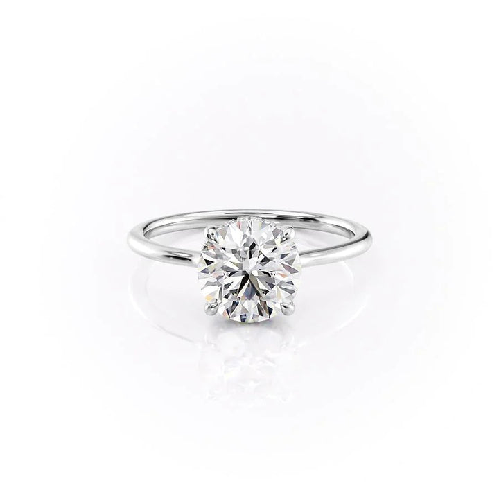 The Mabel Set With Round Solitaire Lab Diamond 1 Carat 14K White#material_14k-white