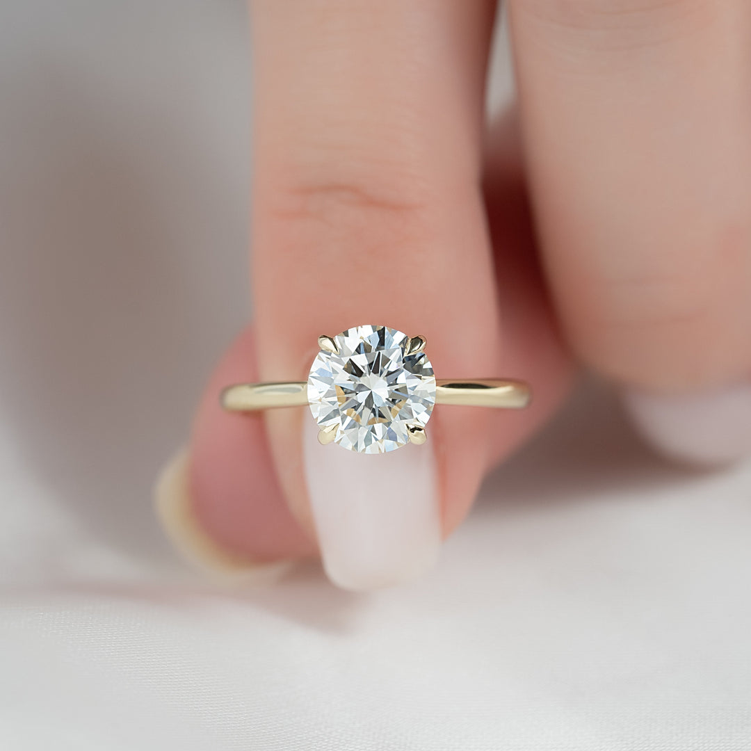 The Mabel Round Lab Diamond Moissanite Engagement Ring