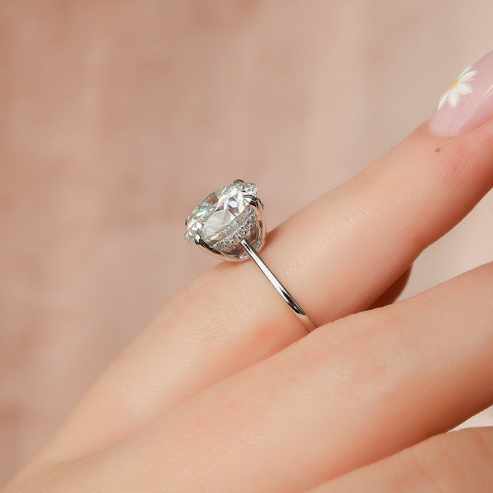 The Mabel Round Lab Diamond Moissanite Engagement Ring *Shown with 5 ct #material_white