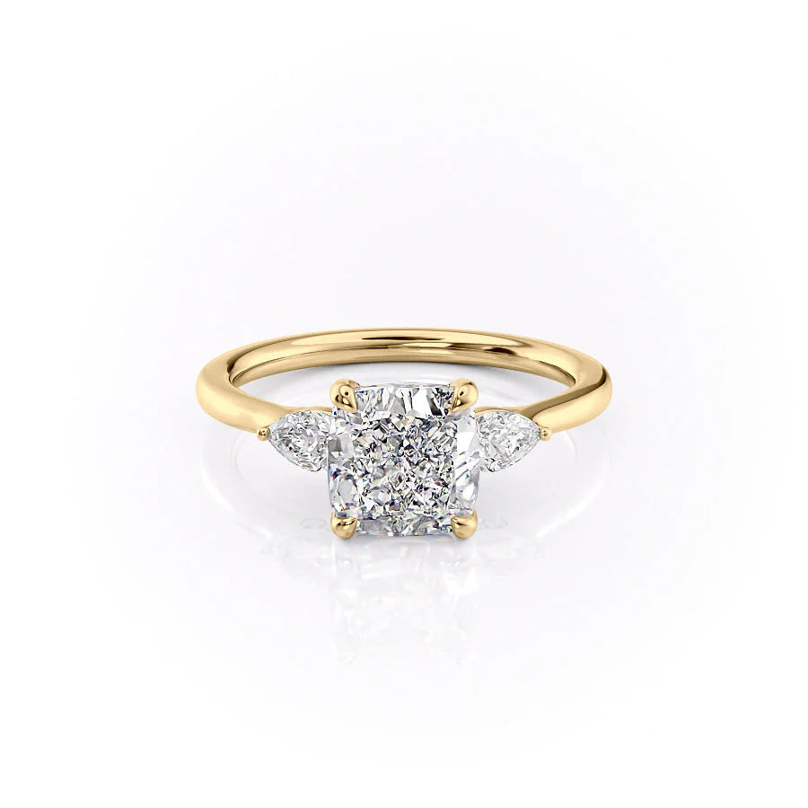 The Macy Set With Cushion Side Stone Lab Diamond 1 Carat 14K Gold#material_14k-gold