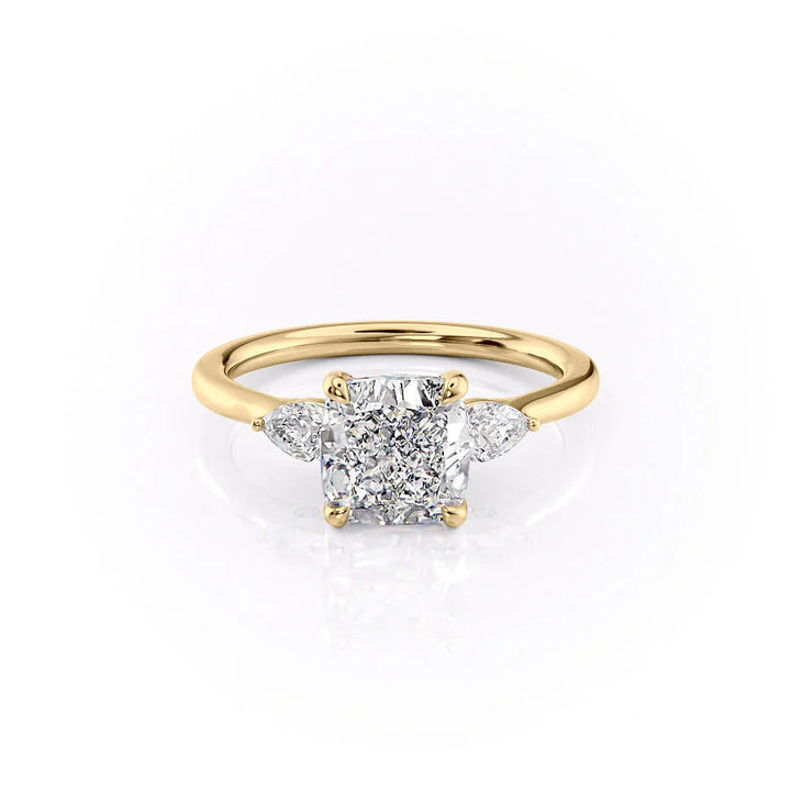 The Macy Set With Cushion Side Stone Lab Diamond 1 Carat 14K Gold#material_14k-gold