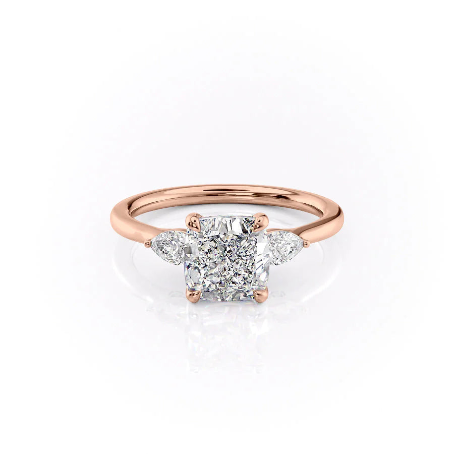 The Macy Set With Cushion Side Stone Moissanite#material_14k-rose