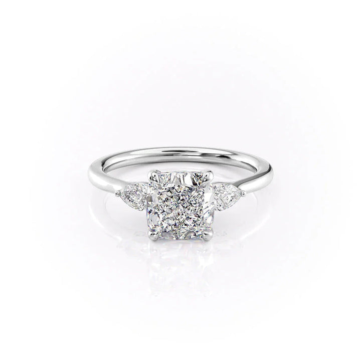 The Macy Set With Cushion Side Stone Moissanite#material_14k-white