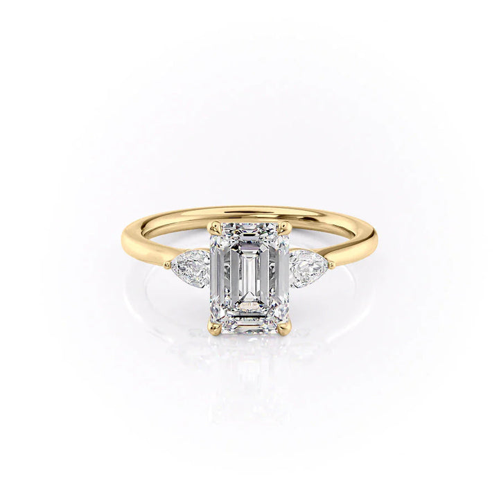 The Macy Set With Emerald Side Stone Moissanite#material_14k-gold