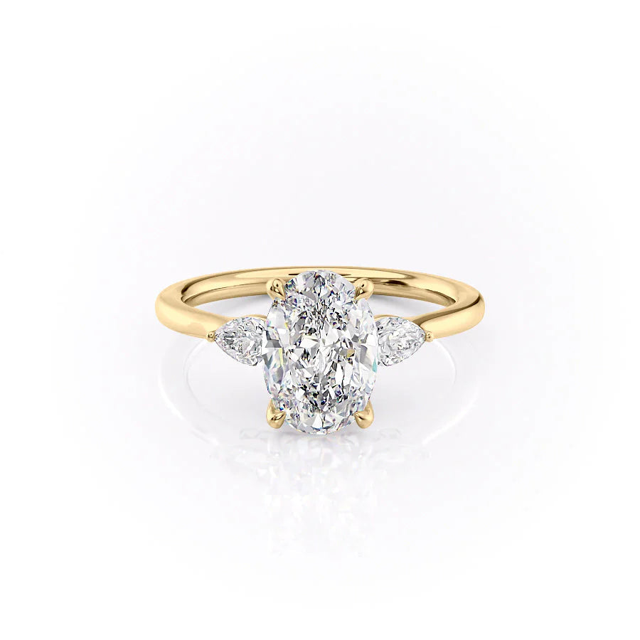 The Macy Set With Oval Side Stone Lab Diamond 1 Carat 14K Gold#material_14k-gold