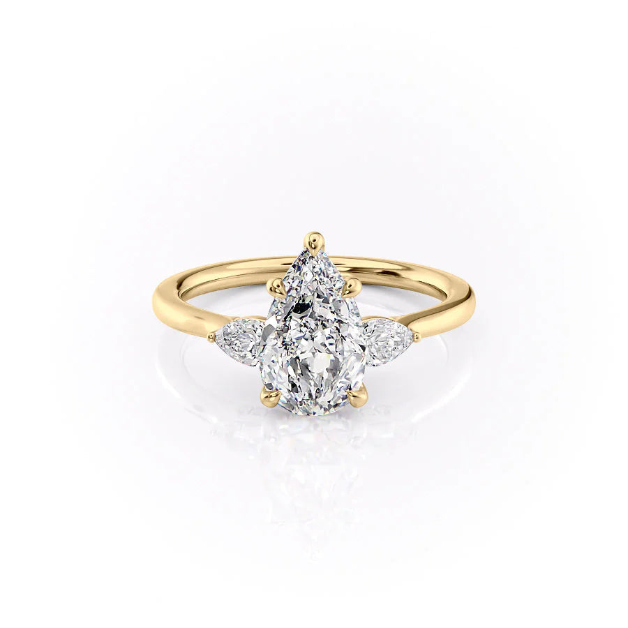 The Macy Set With Pear Side Stone Lab Diamond 1 Carat 18K Gold#material_18k-gold