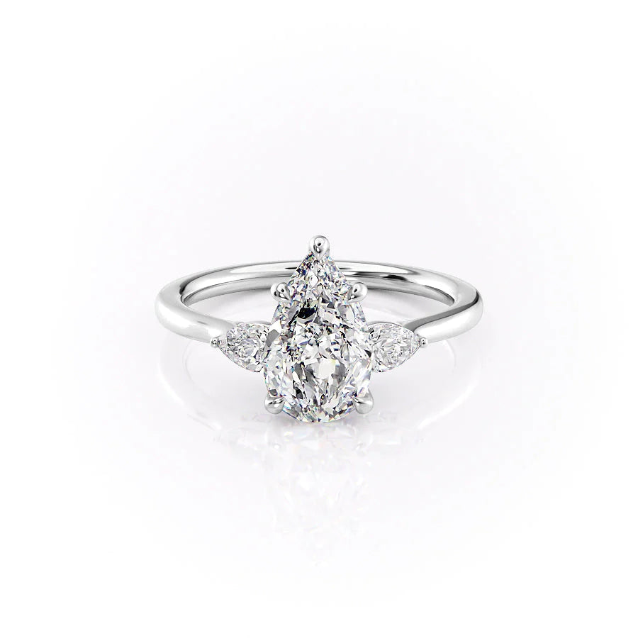 The Macy Set With Pear Side Stone Lab Diamond 1 Carat 18K White#material_18k-white