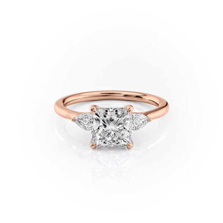 The Macy Set With Princess Side Stone Lab Diamond 1 Carat 14K Rose#material_14k-rose