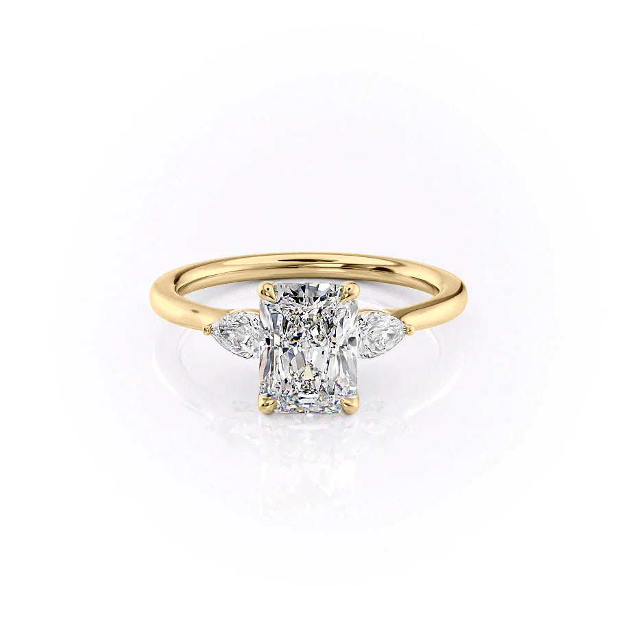 The Macy Set With Radiant Side Stone Moissanite#material_14k-gold