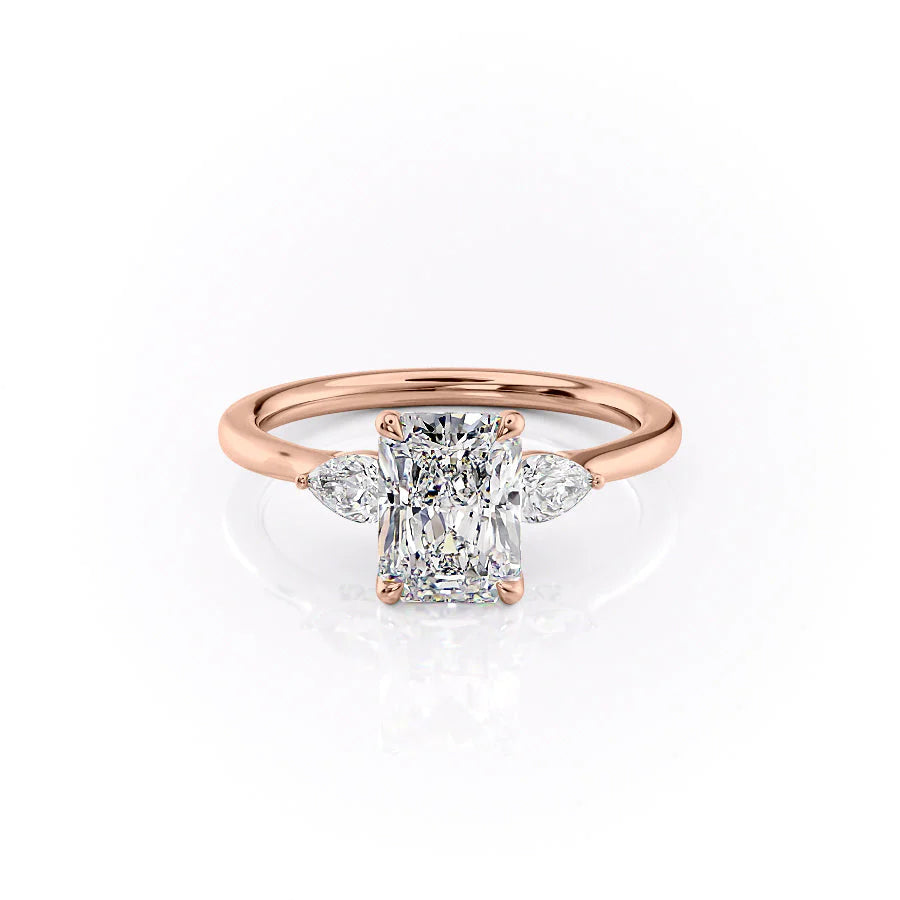 The Macy Set With Radiant Side Stone Lab Diamond 1 Carat 14K Rose#material_14k-rose