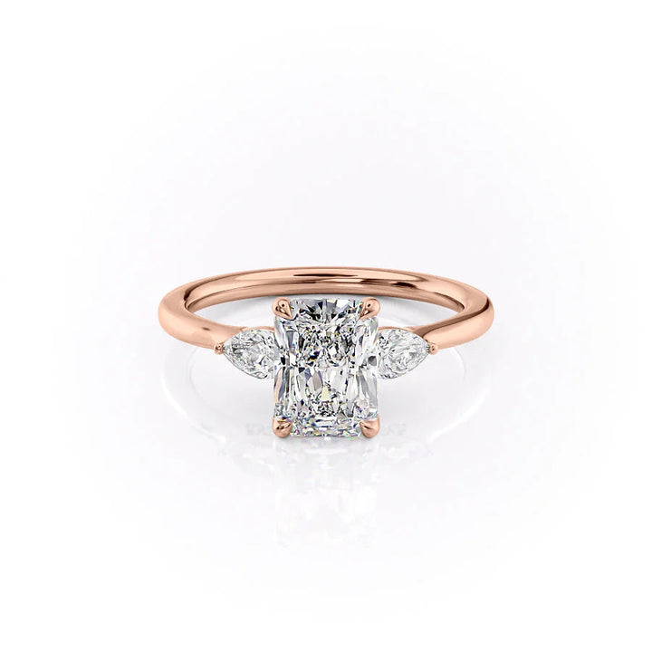 The Macy Set With Radiant Side Stone Lab Diamond 1 Carat 14K Rose#material_14k-rose