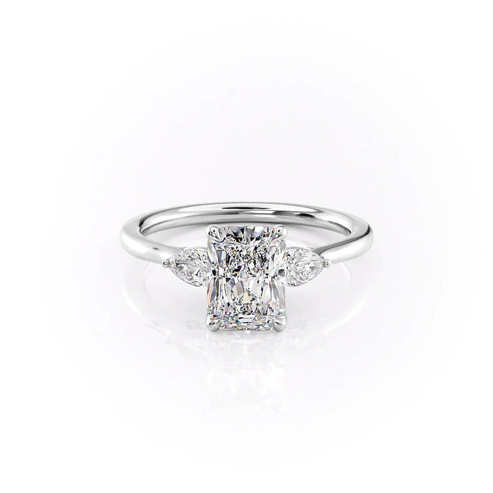 The Macy Set With Radiant Side Stone Lab Diamond 1 Carat 14K White#material_14k-white