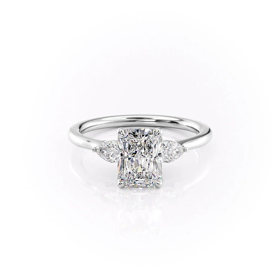 The Macy Set With Radiant Side Stone Moissanite#material_14k-white