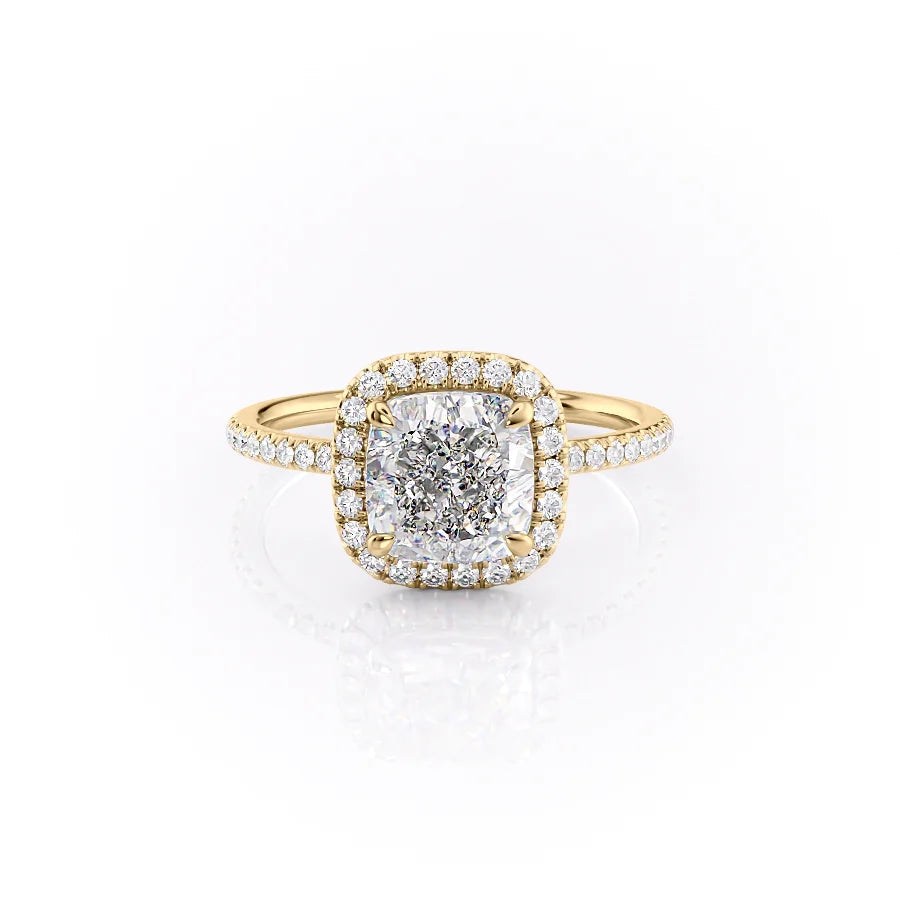 The Madelyn Set With Cushion Pave Moissanite#material_14k-gold