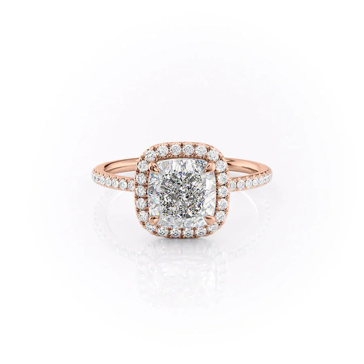 The Madelyn Set With Cushion Pave Lab Diamond 1 Carat 14K Rose#material_14k-rose