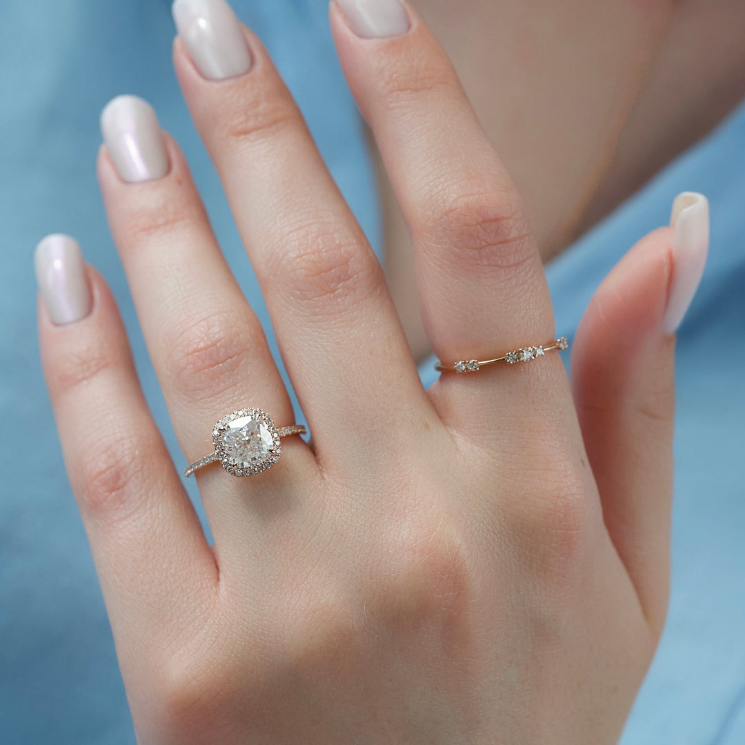 The Madelyn Set With Cushion Pave Moissanite#material_14k-rose