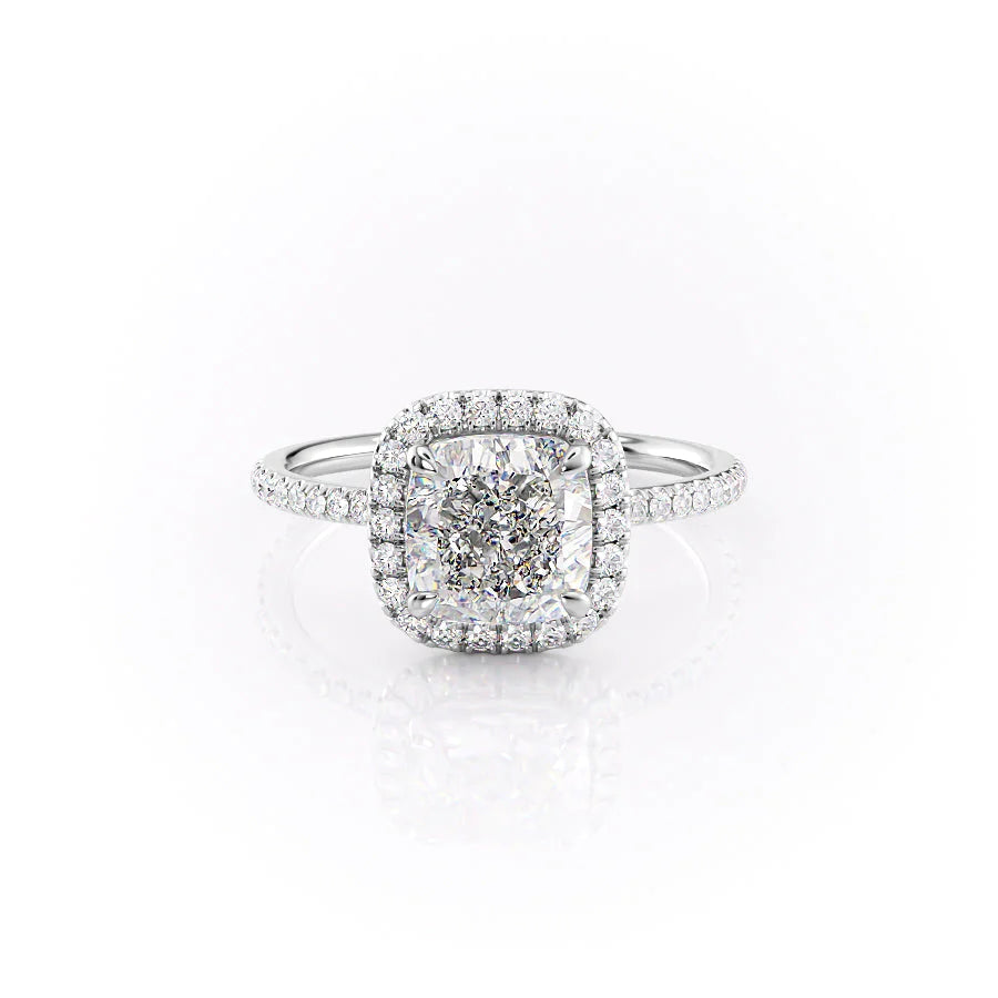 The Madelyn Set With Cushion Pave Lab Diamond 1 Carat 14K White#material_14k-white