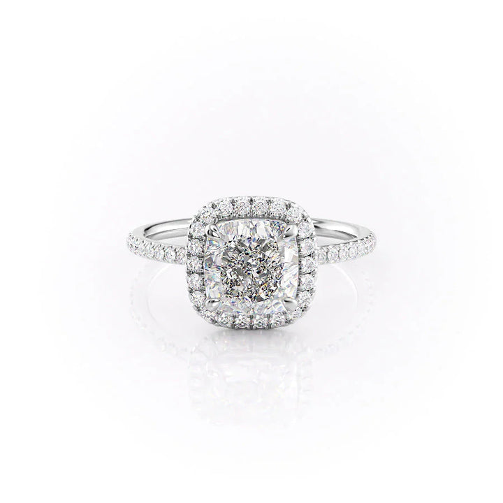 The Madelyn Set With Cushion Pave Lab Diamond 1 Carat 14K White#material_14k-white