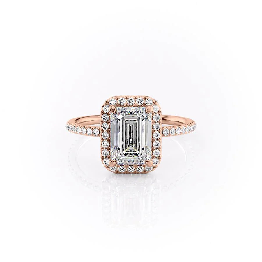 The Madelyn Set With Emerald Pave Lab Diamond 1 Carat 14K Rose#material_14k-rose