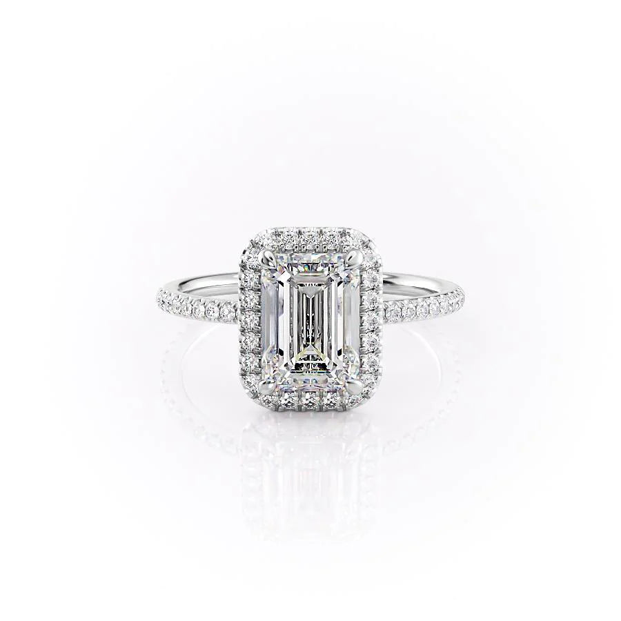 The Madelyn Set With Emerald Pave Lab Diamond 1 Carat 14K White#material_14k-white