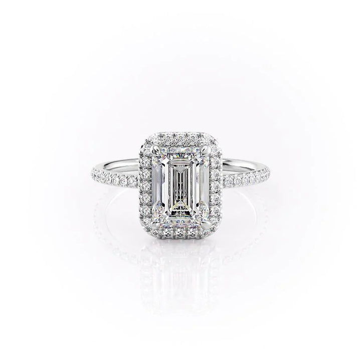 The Madelyn Set With Emerald Pave Lab Diamond 1 Carat 18K White#material_18k-white