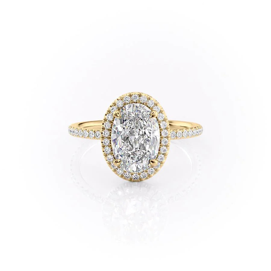 The Madelyn Set With Oval Pave Lab Diamond 1 Carat 14K Gold#material_14k-gold