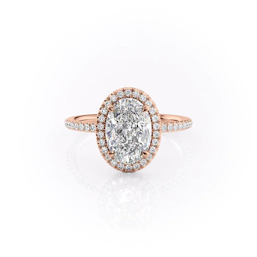 The Madelyn Set With Oval Pave Moissanite#material_14k-rose