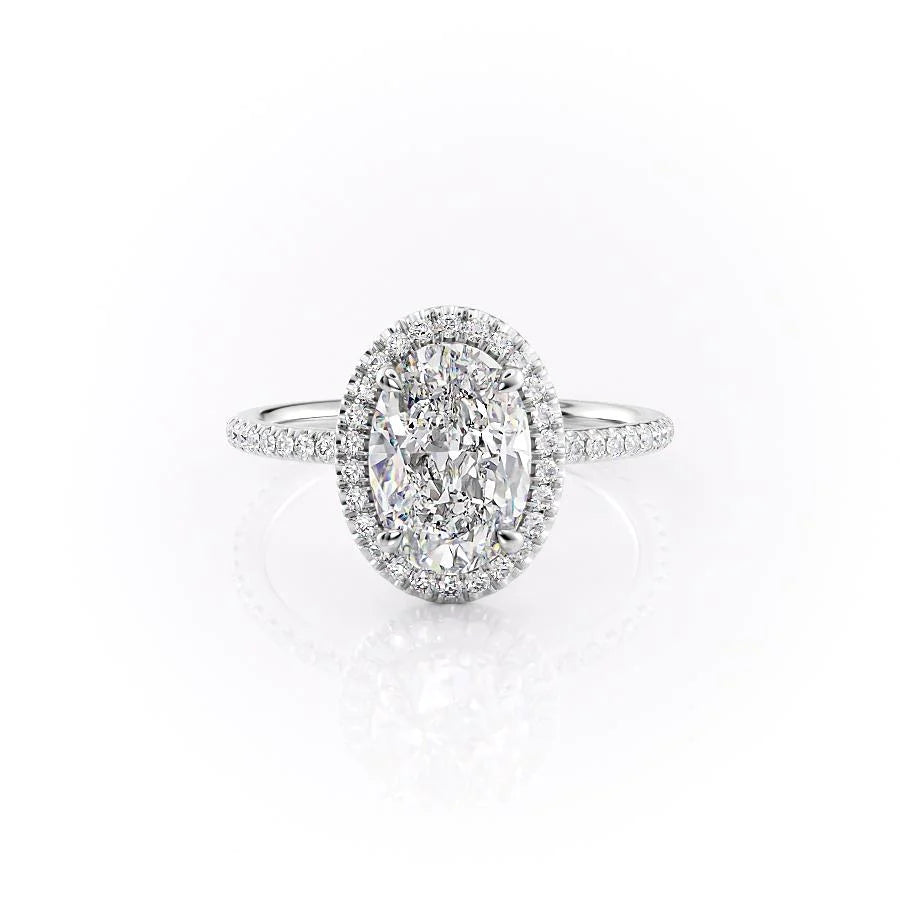 The Madelyn Set With Oval Pave Lab Diamond 1 Carat 14K White#material_14k-white