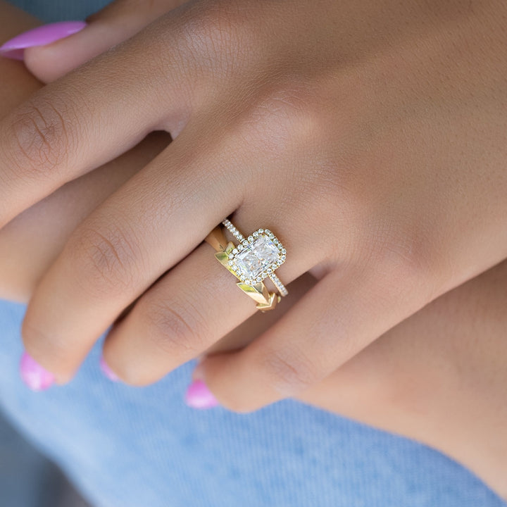 The Madelyn Set With Radiant Pave Lab Diamond 2.5 Carat 14K Gold#material_14k-gold