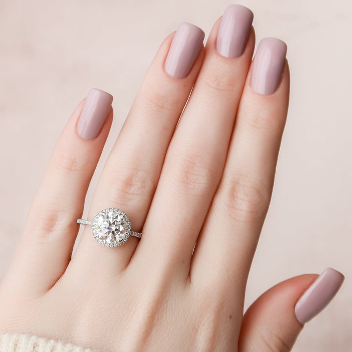 The Madelyn Round Lab Diamond Moissanite Engagement Ring *Shown with 3 ct #material_white