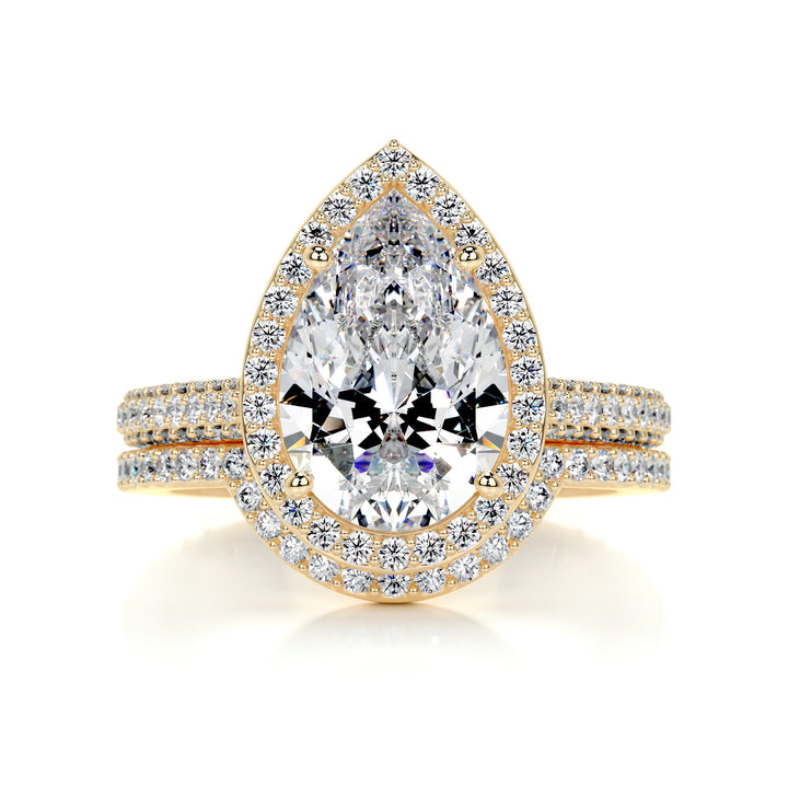 The Magdalena Moissanite & Diamonds Bridal Set Moissanite 18K Gold 1 Carat Round#material_18k-gold