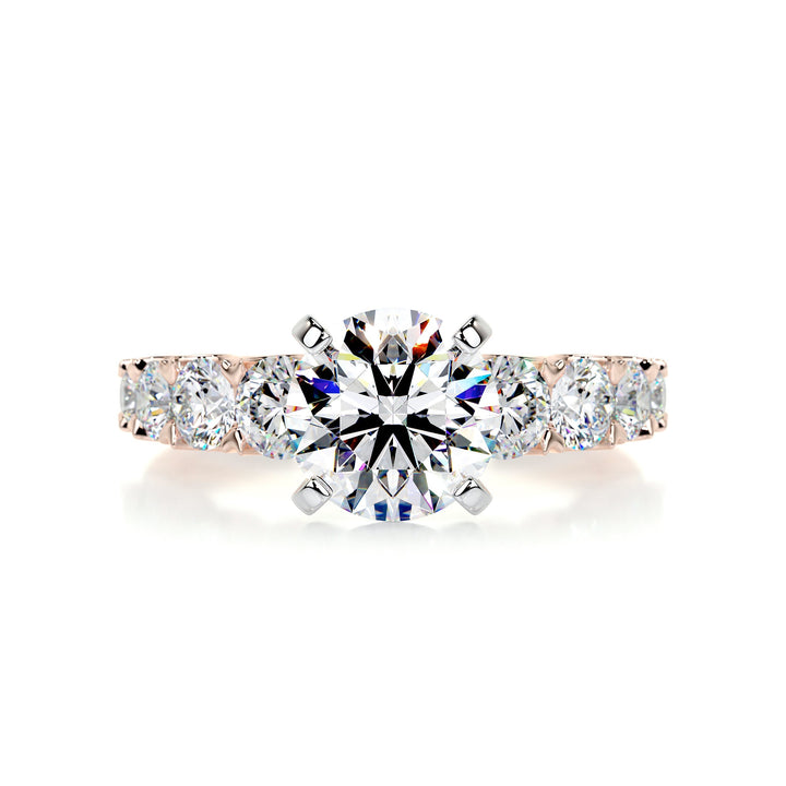 The Magnolia Moissanite & Diamonds Ring Moissanite 14K Rose 1 Carat Round#material_14k-rose