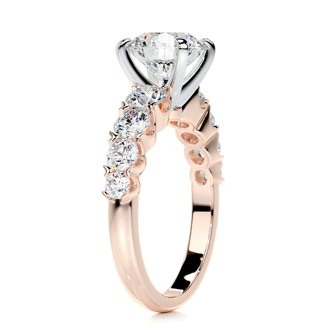 The Magnolia Moissanite & Diamonds Ring Moissanite 14K Rose 2 Carat Round#material_14k-rose