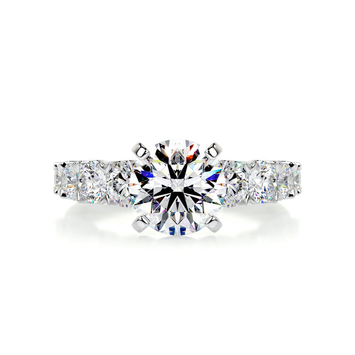 The Magnolia Moissanite & Diamonds Ring Moissanite 14K White 1 Carat Round#material_14k-white