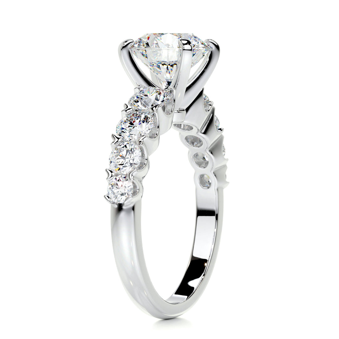 The Magnolia Moissanite & Diamonds Ring Moissanite 14K White 2 Carat Round#material_14k-white