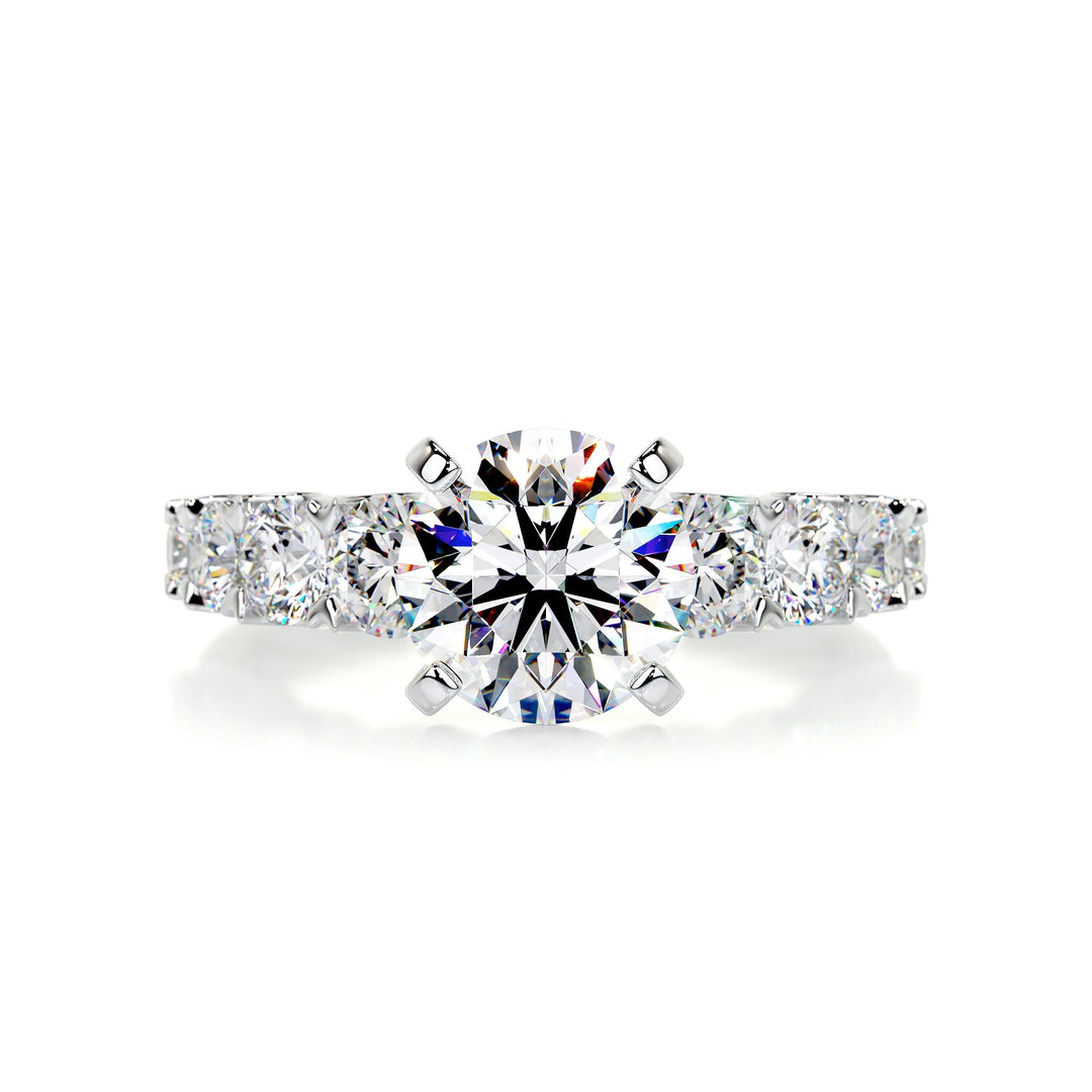 The Magnolia Moissanite & Diamonds Ring Moissanite 18K White 1 Carat Round#material_18k-white