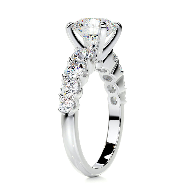 The Magnolia Moissanite & Diamonds Ring Moissanite 18K White 2 Carat Round#material_18k-white