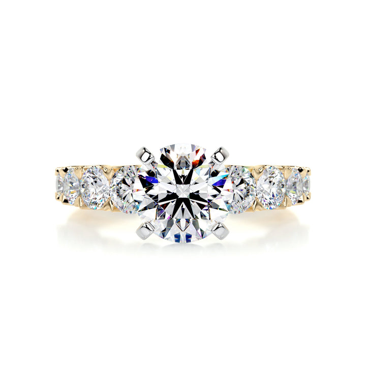 The Magnolia Moissanite & Diamonds Ring Moissanite 18K Gold 1 Carat Round#material_18k-gold