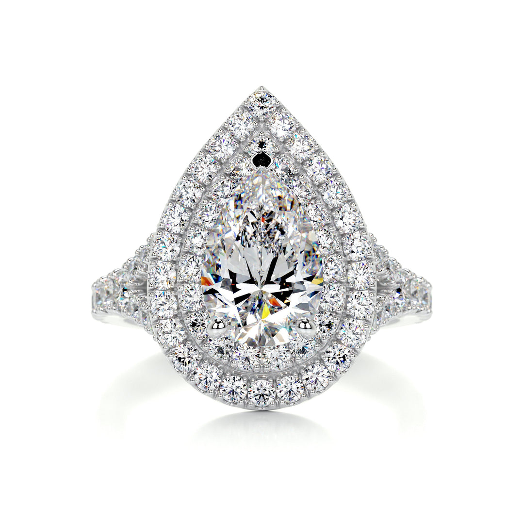 The Mckenna Moissanite & Diamonds Ring Moissanite 14K White 1 Carat Round#material_14k-white