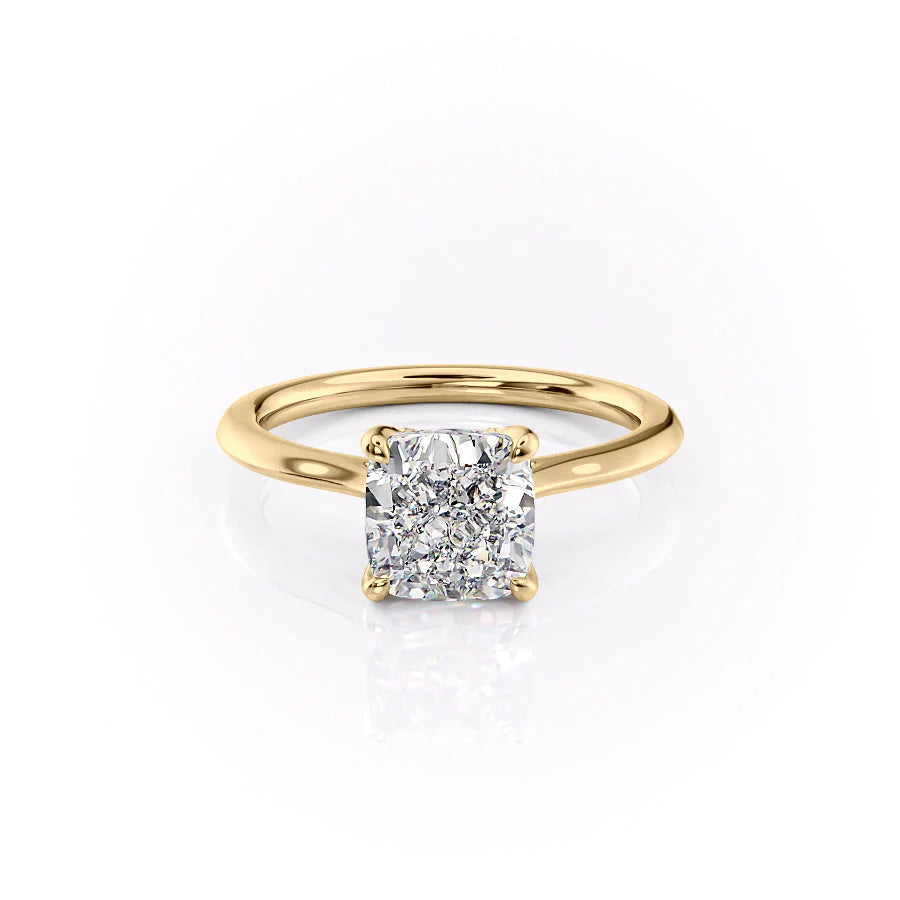 The Meera Set With Cushion Solitaire Lab Diamond 1 Carat 14K Gold#material_14k-gold