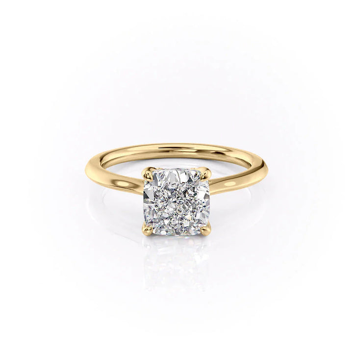 The Meera Set With Cushion Solitaire Moissanite#material_14k-gold