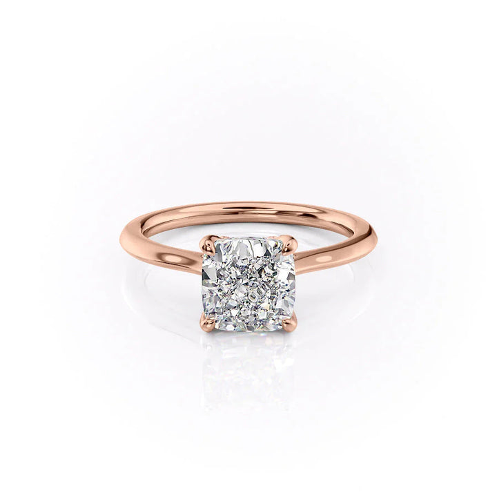 The Meera Set With Cushion Solitaire Lab Diamond 1 Carat 14K Rose#material_14k-rose