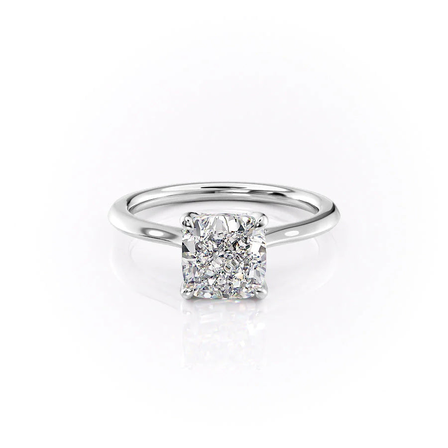 The Meera Set With Cushion Solitaire Moissanite#material_14k-white